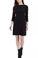 Anne Klein Womens Size Small Studded 3/4-Sleeve Sweater Dress Black 10851301 S