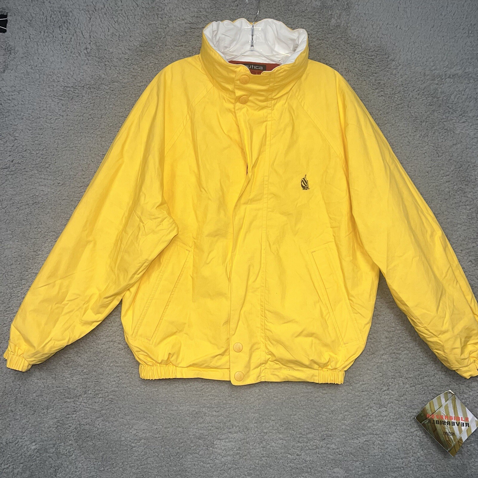 NOS Nautica Jacket Men's Size M Color Block Reversible Hooded Coat image 9
