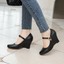 thumbnail 1 - 3 Colors Wedge Heel Buckle Womens Shoes Pumps High Heels Strap 43/44/45 Round D
