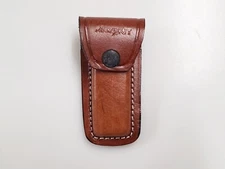 4 inch Leather Pocket Knife Sheath Handmade Vertical Case Holster Brown Color