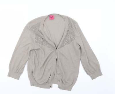 George Damen Beige V-Ausschnitt Polyestermischung Cardigan Größe 14