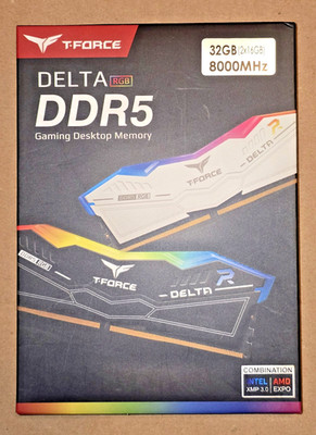 T-Force Delta RGB DDR5 32GB (2x16GB) 8000MHz CL38 RAM (Black Variant)