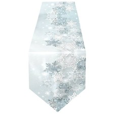Double-Sided Silver Snowflakes Winter Christmas Table Runner 14x108 Inches Lo...