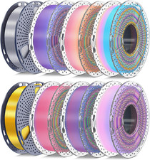 Silk PLA Filament 1.75mm Multicolor 250g Pack for 3D Printing Bambu Lab, Glossy