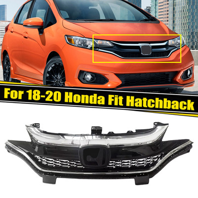 For 2018-2020 Honda Fit EX LX Hatchback Bumper Upper Chrome Honeycomb Grille