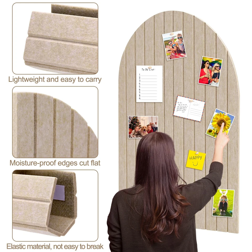 31.5 X24 Inch Large Arch Felt Bulletin Board with 50 Wooden Pushpins Decorati... - Image 4 of 4