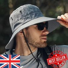 Mens Sun Hat Wide Brim Waterproof UV Protection Safari Bucket Fishing Hiking NEW