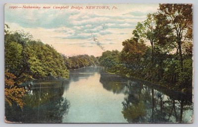 Neshaminy Creek Campbell Bridge Newtown PA 1910 Postcard Souvenir Post Card Co