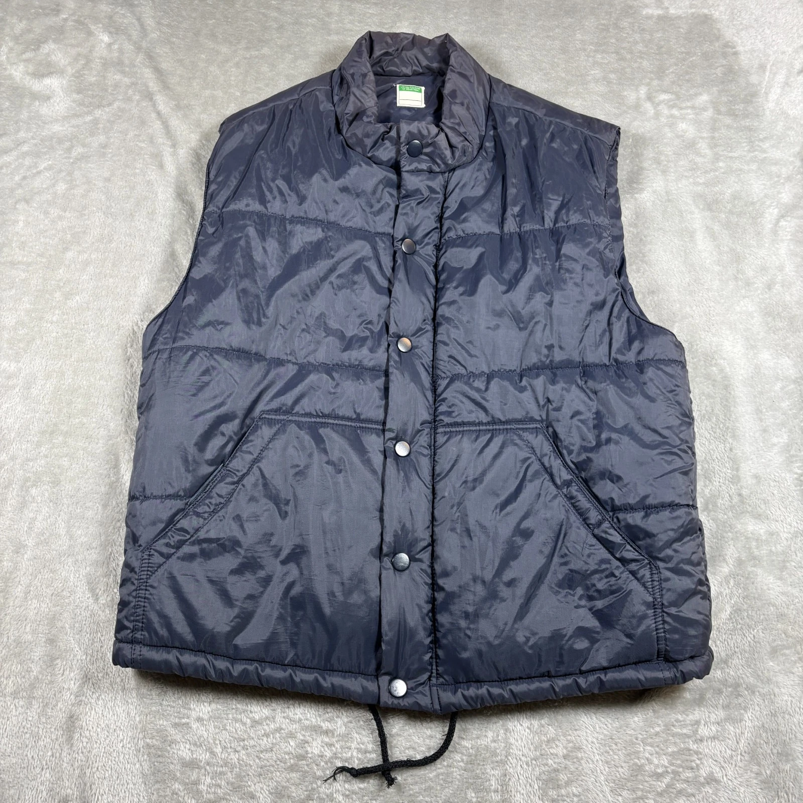 Vintage United Colors Of Benetton Puffer Vest Mens Medium Blue Quilted