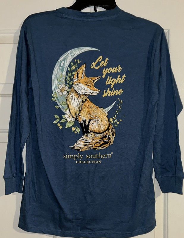 Simply Southern Collection Girls L/S T-Shirt Let Your Light Shine Large NWT