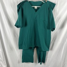 Green UNISEX V NECK 1 FRONT POCKET MEDICAL SCRUBS SIZE LPants  XLarge Top
