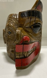 Handcarved Wooden Mask Native American Theme