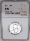 1964 Washington Quarter NGC PF69 = A Bright SILVERY 25c