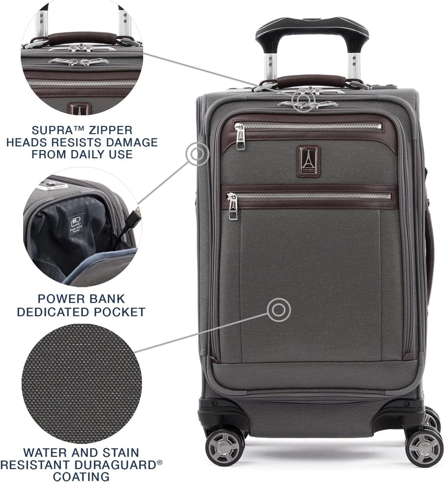 Travelpro Platinum Elite Softside 21" Expandable Carry on Spinner - Vintage Grey - Image 2 of 4