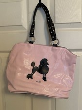Cute Faux Leather Pink Purse With Black Poodle Handbag Vintage