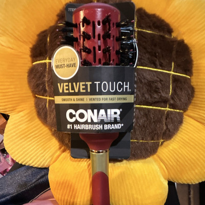 Conair Velvet Touch Vented Hair Brush Smooth & Shine Fast Drying Red