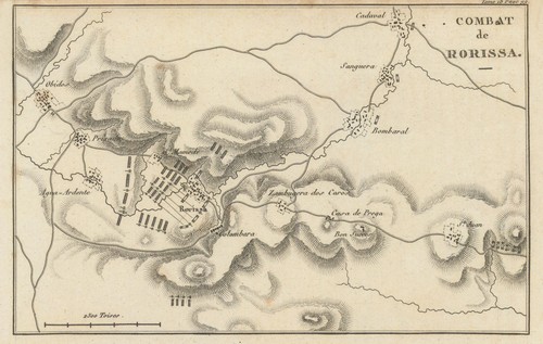 Battle of Roliça (Rorissa) 1808—Obidos—Peninsula War—Portugal 1820 old map