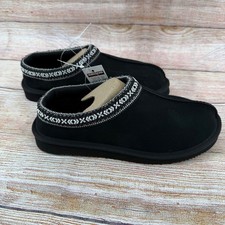 Kirkland Signature Unisex Shearling Slippers Black Suede Clogs Men 7 Women 8 NEW