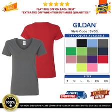 Gildan G5V00L Women's Heavy Cotton Short Sleeve Tshirt Stylish V-Neck T-Shirt