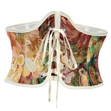 Floral Renaissance Corset Belt Underbust Top Ren Faire Accessories 6 Red