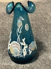 Fenton TURQUOISE SEA LIFE SEAHORSE NAUTICAL VASE. 100th Anniversary Signed