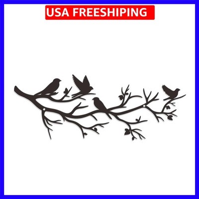 Black Metal Tree with Birds - Cute Birds on Branch Wall Art for Home, Living ...