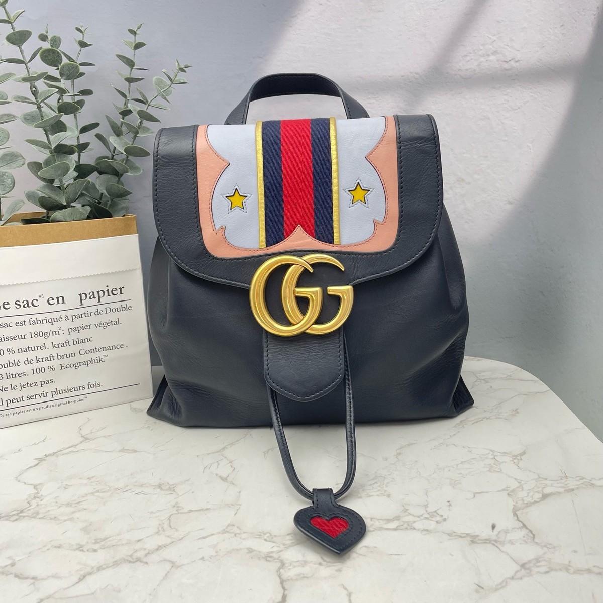 Gucci Web Heart GG Marmont Chain Shoulder Bag backpack Leather | eBay