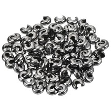 100pcs Crimp Bead Covers 4mm/0.16" Half Round Open Crimp Beads Metallic Black