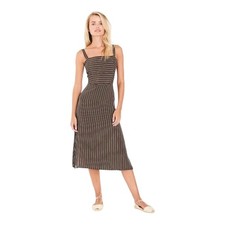 Faithfull the Brand Katergo Tie Back Midi Dress in Glasgow Stripe Womens US 8