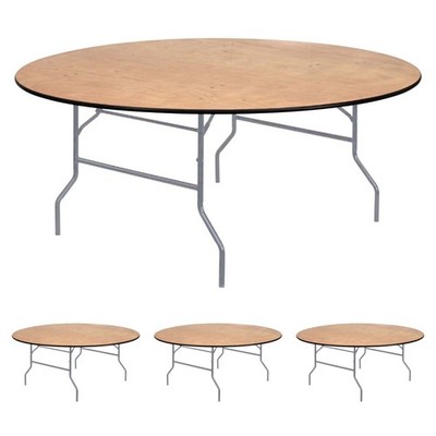 Wood Folding Table 5ft Round Banquet Dining Wedding Event Party