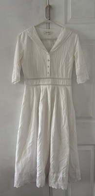 white christmas dresses Fiona Cotton Midi Dress. Simple Retro Womenswear Daily-Vintage Inspired Fashion, White / L