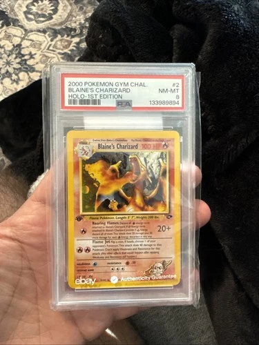 Pokemon 2000 Gym Challenge Holo 1st Edition Blaine's Charizard PSA 8