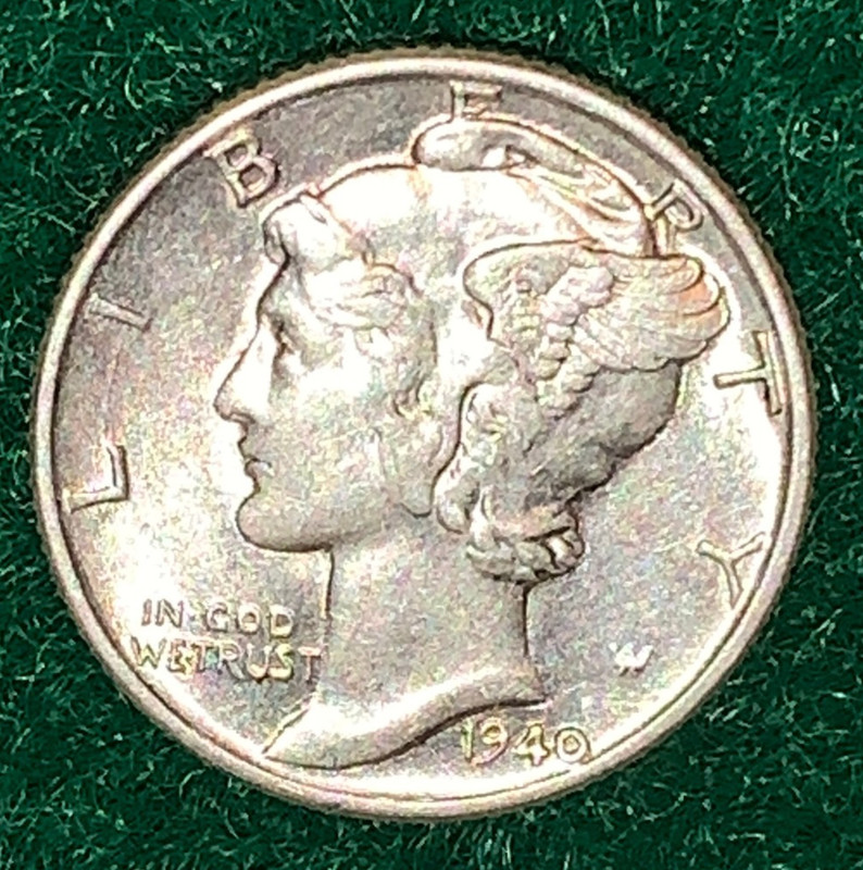 **  1940~P  **  90% Silver Mercury Dime  **   Mint State Coin lot  **