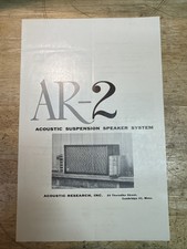 ACOUSTIC RESEARCH AR-2 Rare 1950's Sales Test Reports Brochure