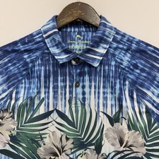 Tommy Bahama Island Zone Men's Size Medium Blue Floral Hawaiian Performance Polo