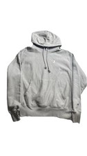Vintage 1990s Champion Embroidered Logo Blank Beige Reverse Weave Hoodie Size M