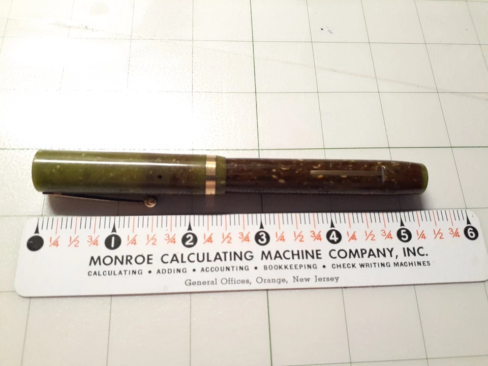 Sheaffer J8C 1929 Jade Verde Oro Relleno Palanca Relleno Largo Jorobado Clip Foto 3 de 4