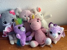 Lot of Small Cute Pink Gray Plush Mouse Crocheted Unicorn Purple LLAMA Stuffed