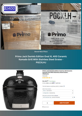 Primo Jack Daniels Edition Oval XL 400 Ceramic Kamado Grill With Stainless Steel