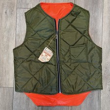 Vintage 70s Green Quilted Nylon Reversible Zip Up Hunting Vest M/L