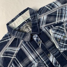 Buckle BKE Mens Large Athletic Fit Blue Plaid Western Button Up Shirt Cowboy