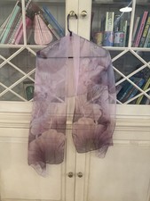 Silk-Feeling Polyester Chiffon Purple Pink Fl...