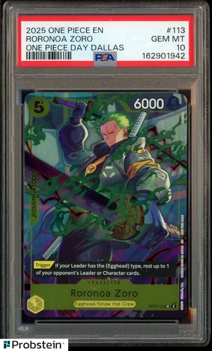 2025 One Piece En One Piece Day Dallas #113 Roronoa Zoro PSA 10 GEM MINT