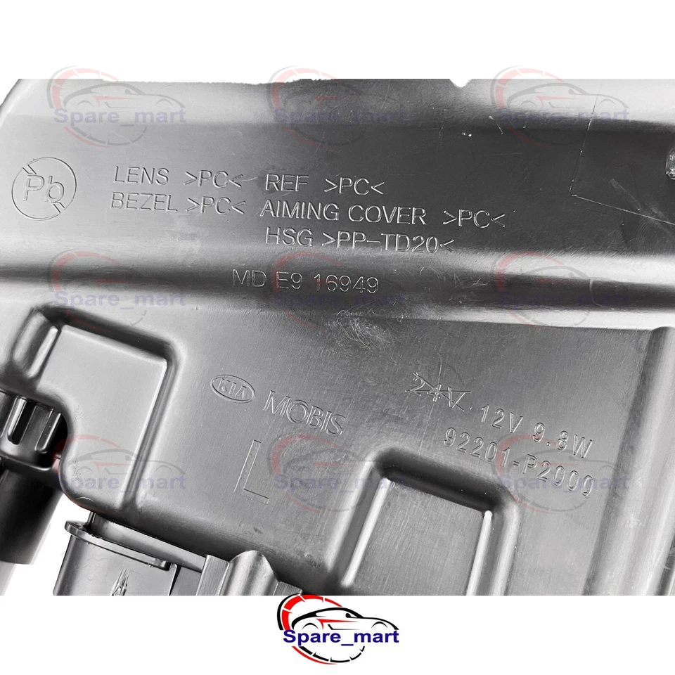 Conjunto de faro antiniebla delantero izquierdo OEM 92201P2000 se adapta a Kia Sorento 2021 a 2025 Foto 3 de 4