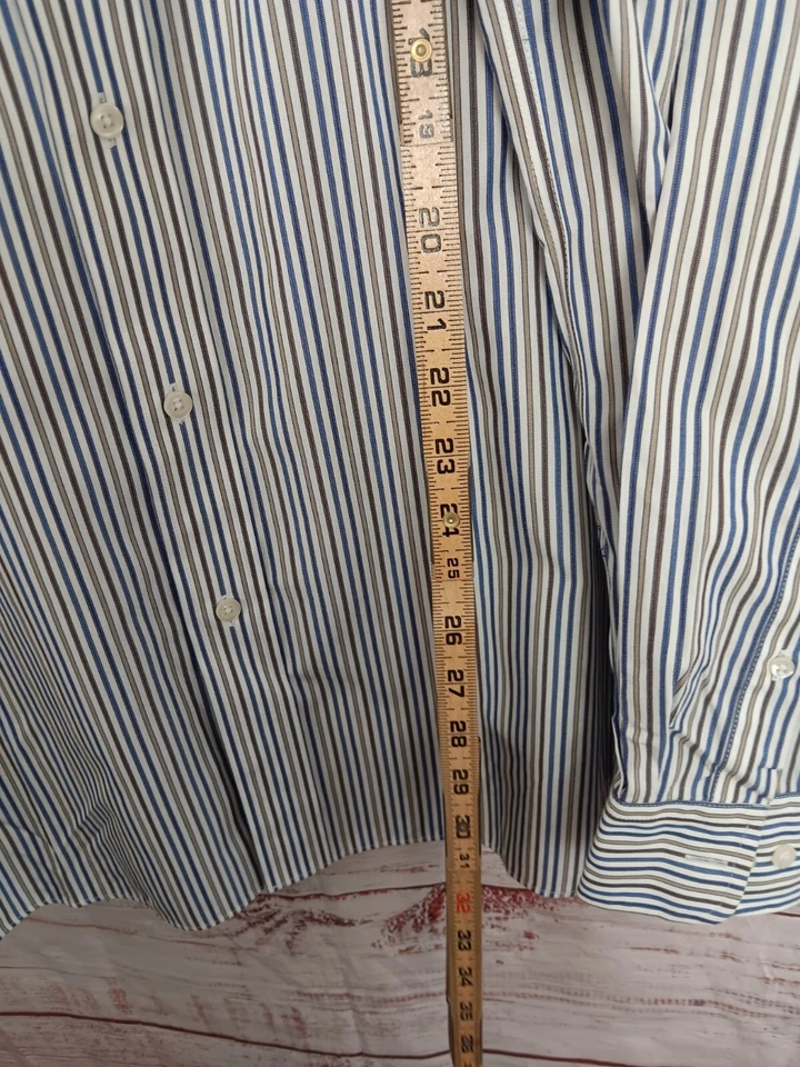 Camisa Croft & Barrow Para Hombre 18 1/2 36/37 Sin Planchar Abotonada Manga Larga Rayas Foto 4 de 4