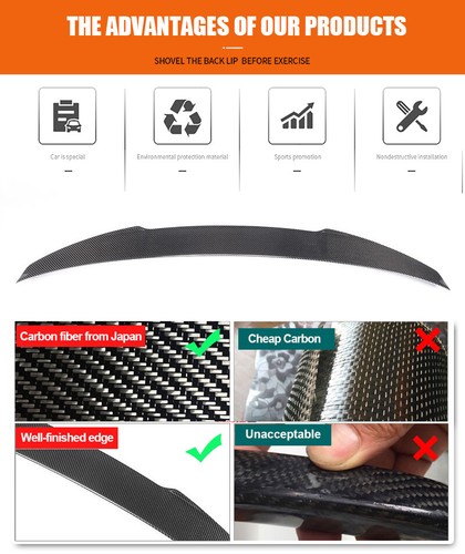 PARA 2014-2020 AUDI A3 S3 RS3 SEDÁN REAL FIBRA DE CARBONO ALTO GOLPE MALETERO ALA ALERÓN - Imagen 2 de 13