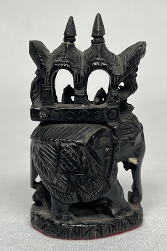 Vintage Thailand Elephant Hand Carved Mini Wood Sculpture - 2.5” Tall - 第 1/8 張圖片