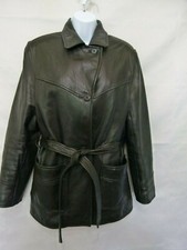 Nine East Women’s Jacket Belted Italy Lamb Genuine Leather Black Size M