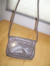 True Vintage 1980's Taupe Brown Leather Small Purse Shoulder Handbag 80's VTG