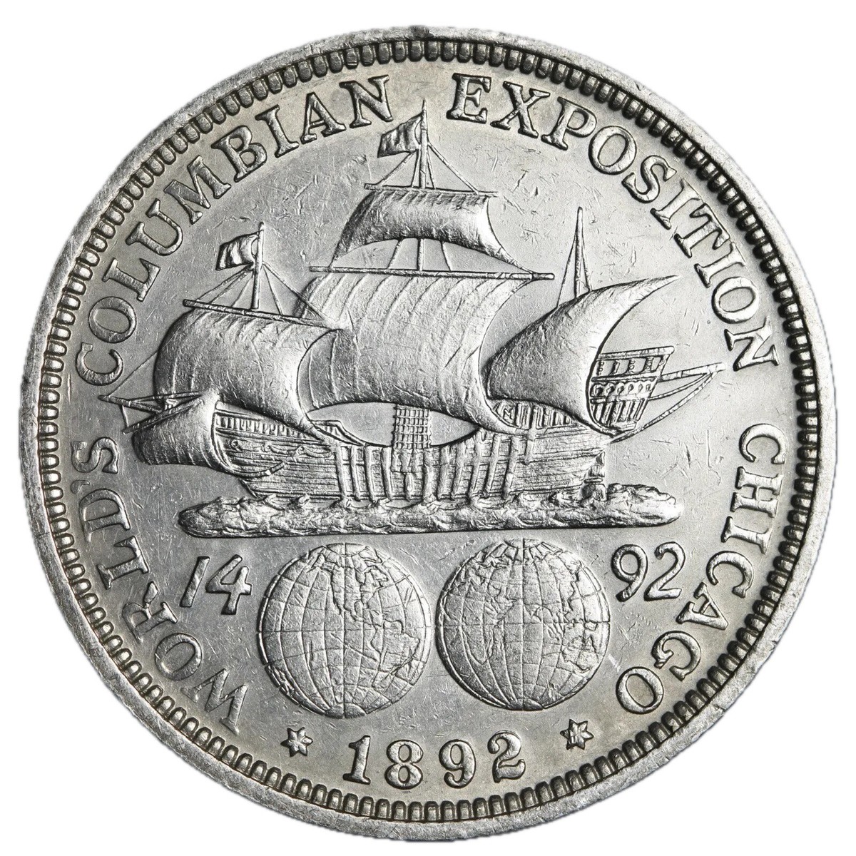 1892 Columbian Exposition Silver Half Dollar XF / AU FIRST MINTED